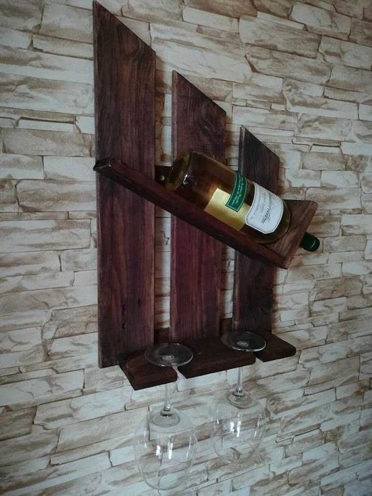 wieszak drewniany na wino, alkohol, kieliszki,  vintage, ozdoby