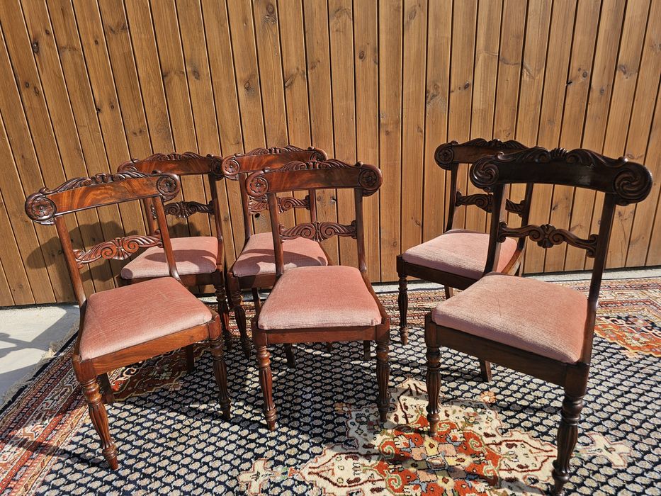 Krzesła biedermeier orzech 6 sztuk #1280 Stylowy Węgrów