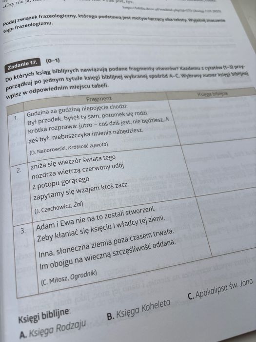 Nowa matura z języka polskiego Epoki Testy historycznoliterackie.
