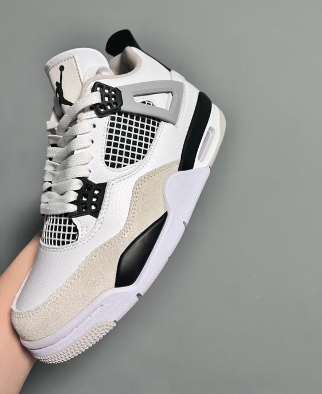 Buty Jordan 4 military bialo szare czarne sneakersy damskie NOWE 36-41