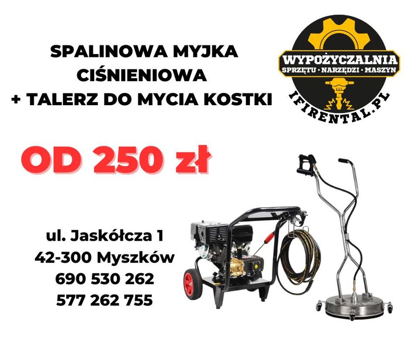 Zestaw myjka ciśnieniowa 250 bar, talerz do mycia kostki 50 cm