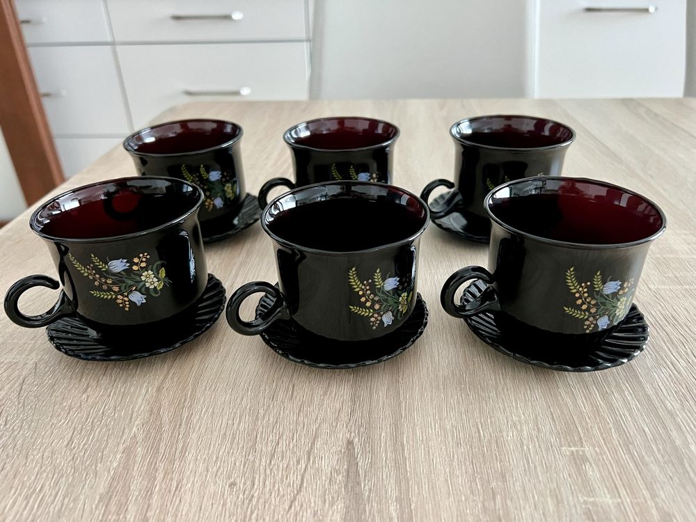 Komplet 6 flizanek do kawy herbaty filizanki czarne nowe