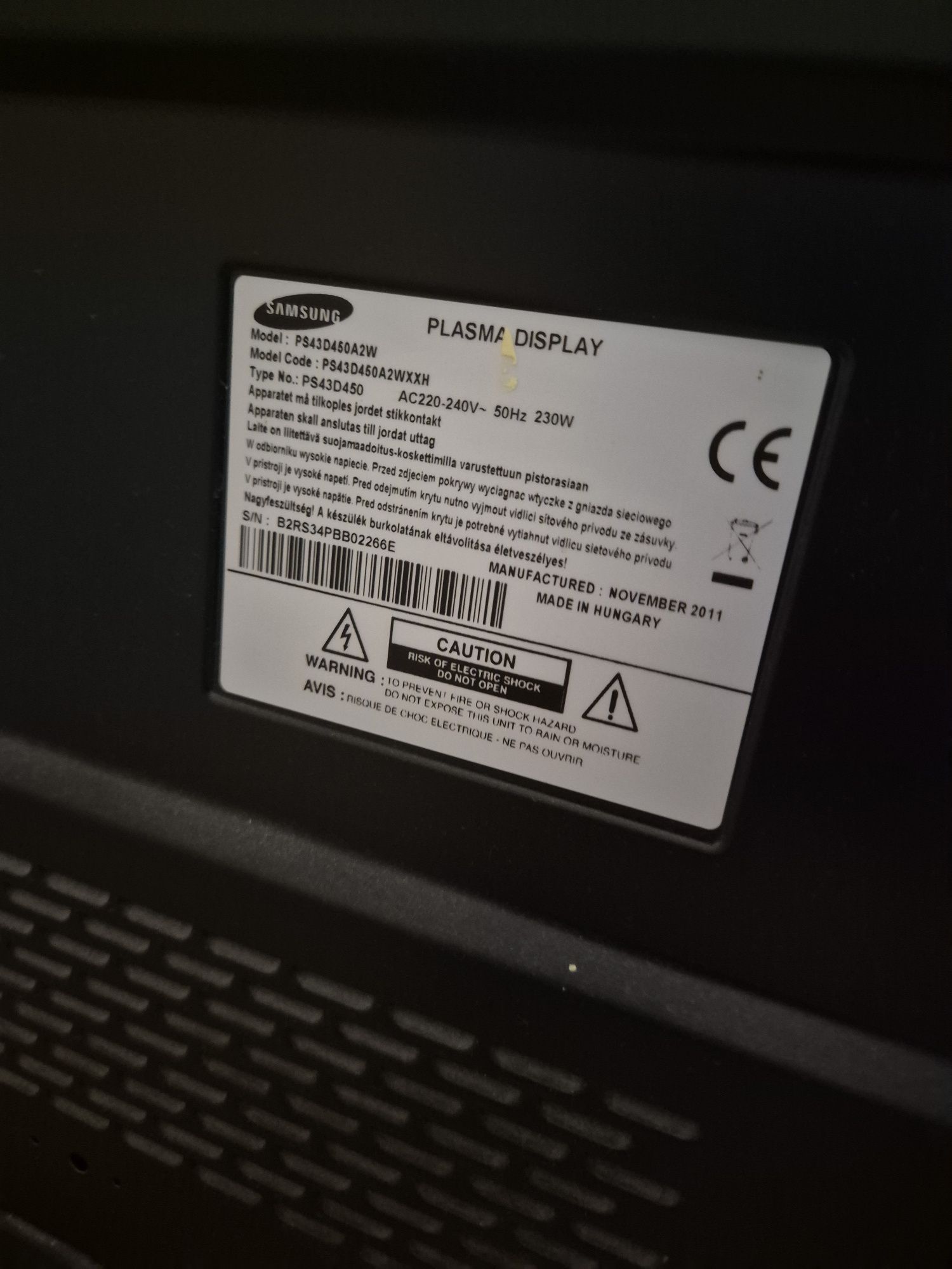 Telewizor Samsung 43 Całe plazma