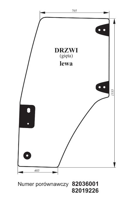 Szyba drzwi Case MXM 120, 130, 135, 140, 150, 155, 165, 175, ACX119i