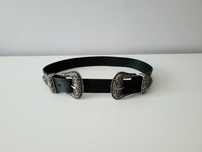 The Kooples pasek czarny skórzany skóra naturalna boho hippie goth
