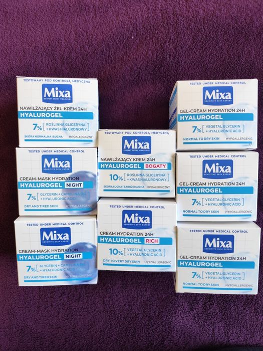 Mixa krem żel maska bogaty na nic i dzień 24h nowe mix różne rodzaje