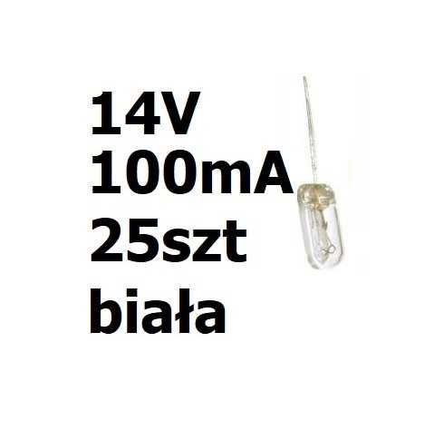 Żarówka miniaturowa biała 4x10mm 14V 100mA 25szt