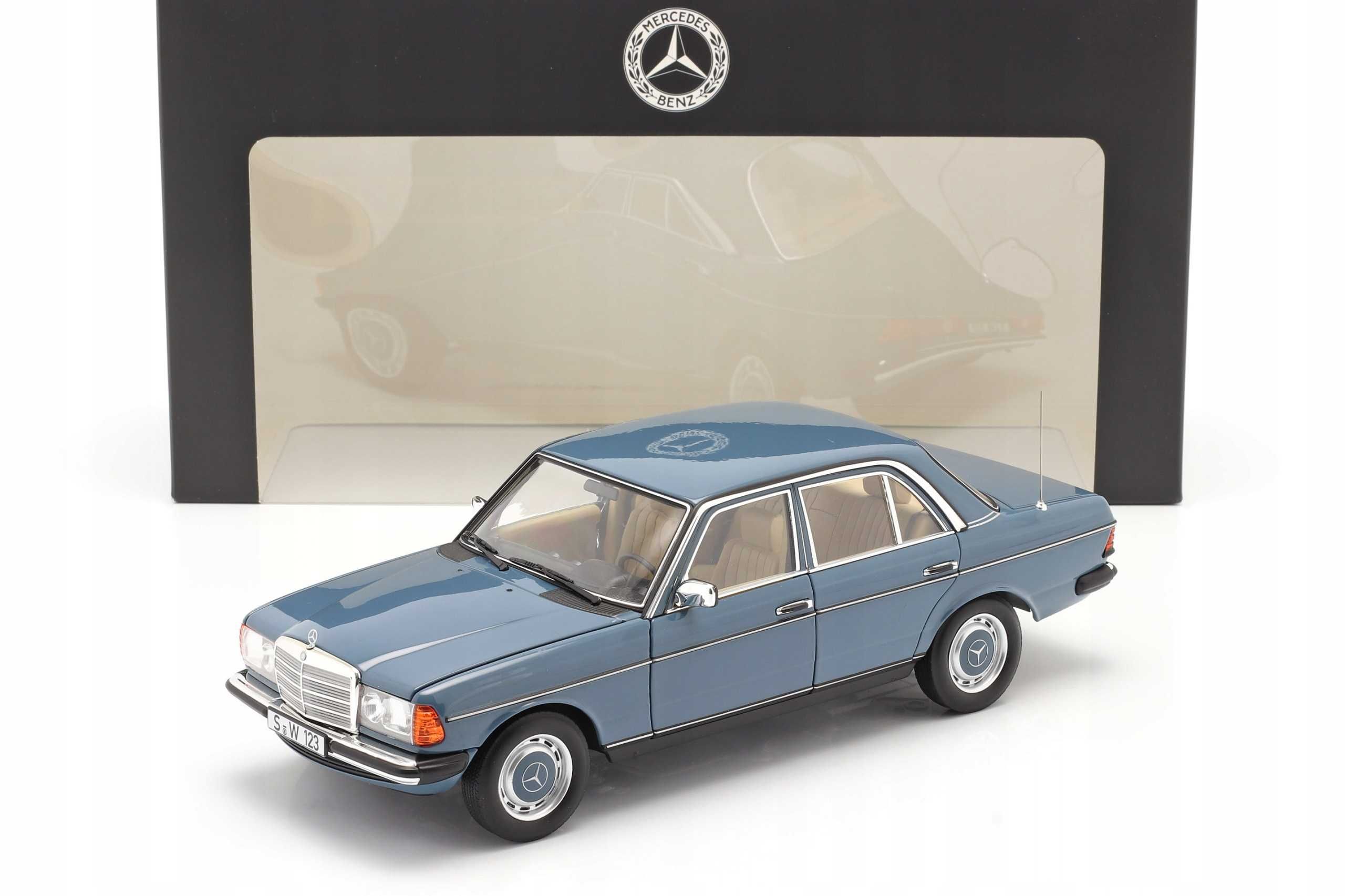 1:18 MERCEDES-BENZ 200 W123 china blue niebieski dilerski Norev NOWY