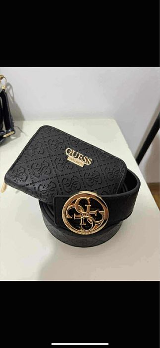czarny pasek+portfel GUESS nowy