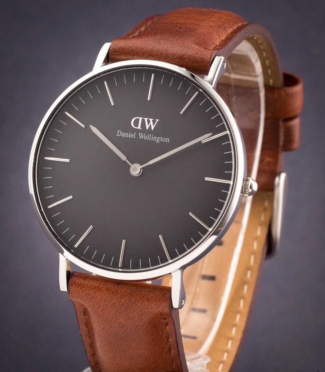 Zegarek damski Daniel Wellington Srebrny Brązowy pasek Nowy Prezent