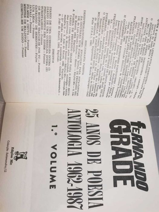 Livro 25 Anos De Poesia: Antologia 1 9 6 2 - 1 9 8 7 - Fernando Grade