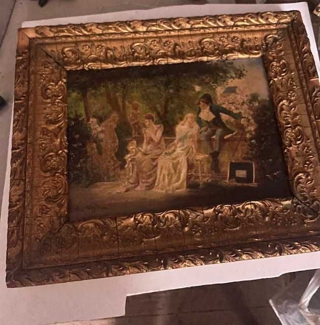 Pinturas antigas com moldura dourada
