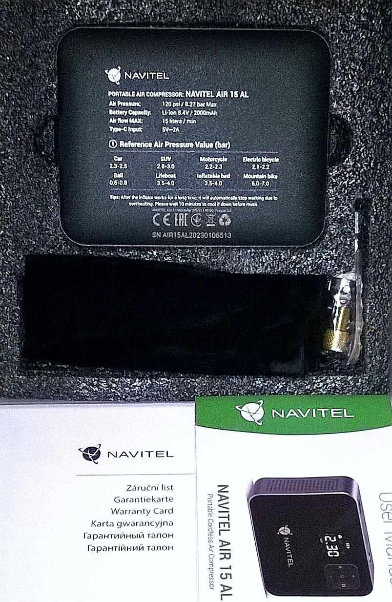 Kompresor uniwersalny, akumulatorowy, NAVITEL AIR 15 AL