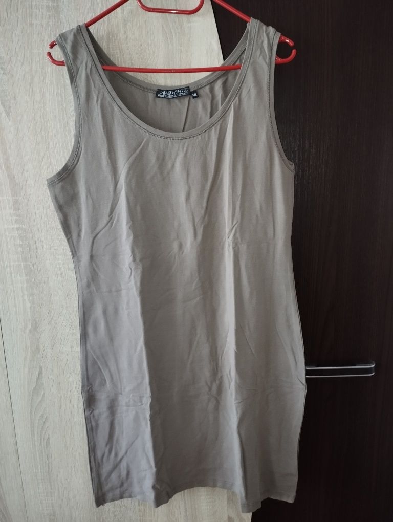 Tunika koszula bluzka sukienka bez rękawów brązowa XXL