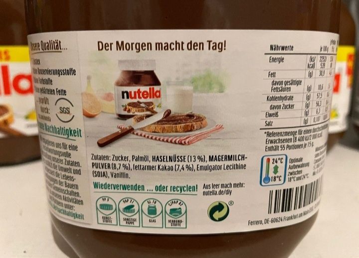 Nutella 825 gram krem czekoladowy z Niemiec 3 sztuki