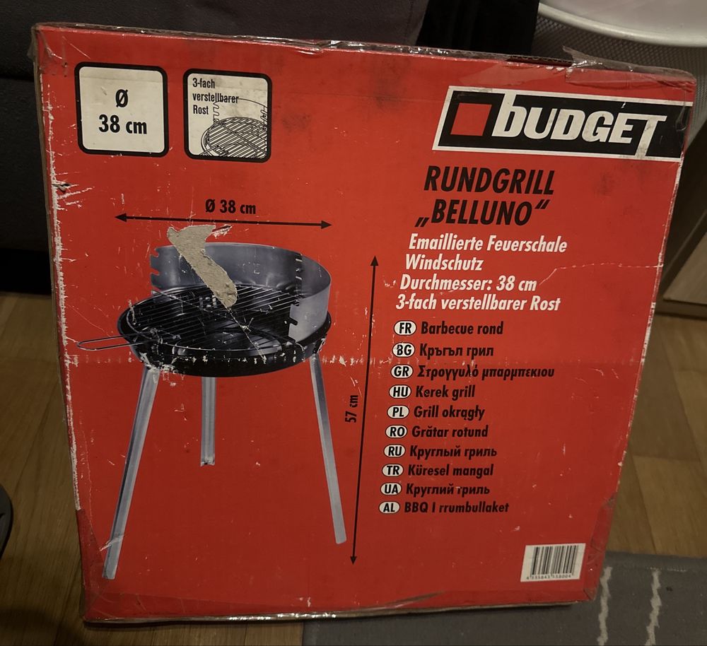 Grill ogrodowy Budget Belluno – okrągły, 38 cm, kompaktowy