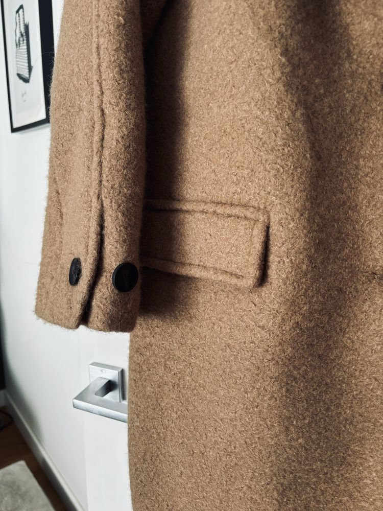 Plaszcz beżowy ZARA Oversize boucle S