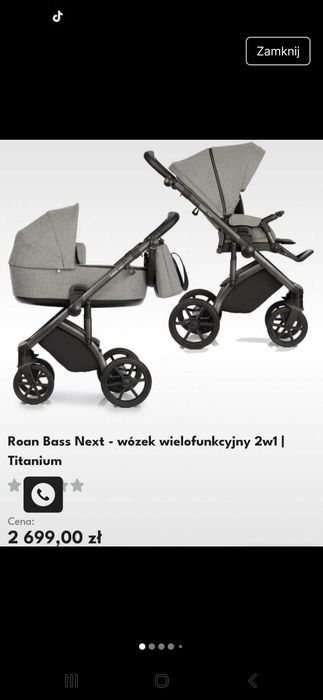 Wózek 2w1 3w1 Roan Bass Next . Nosidło fotelik samochodowy Joie i baza