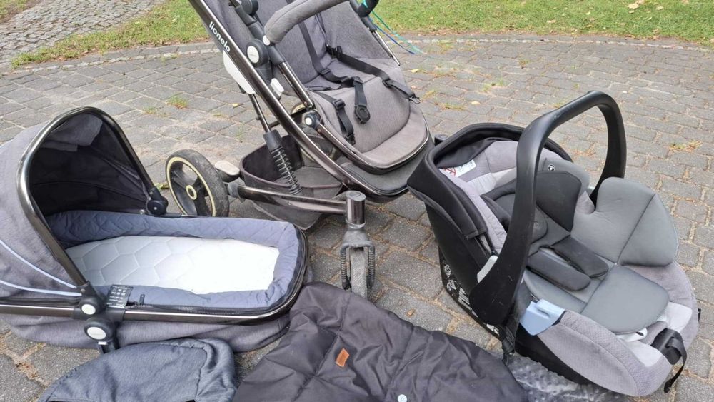 WÓZEK dziecięcy 2 w 1 gondola spacerówka + fotelik recaro + jeździki