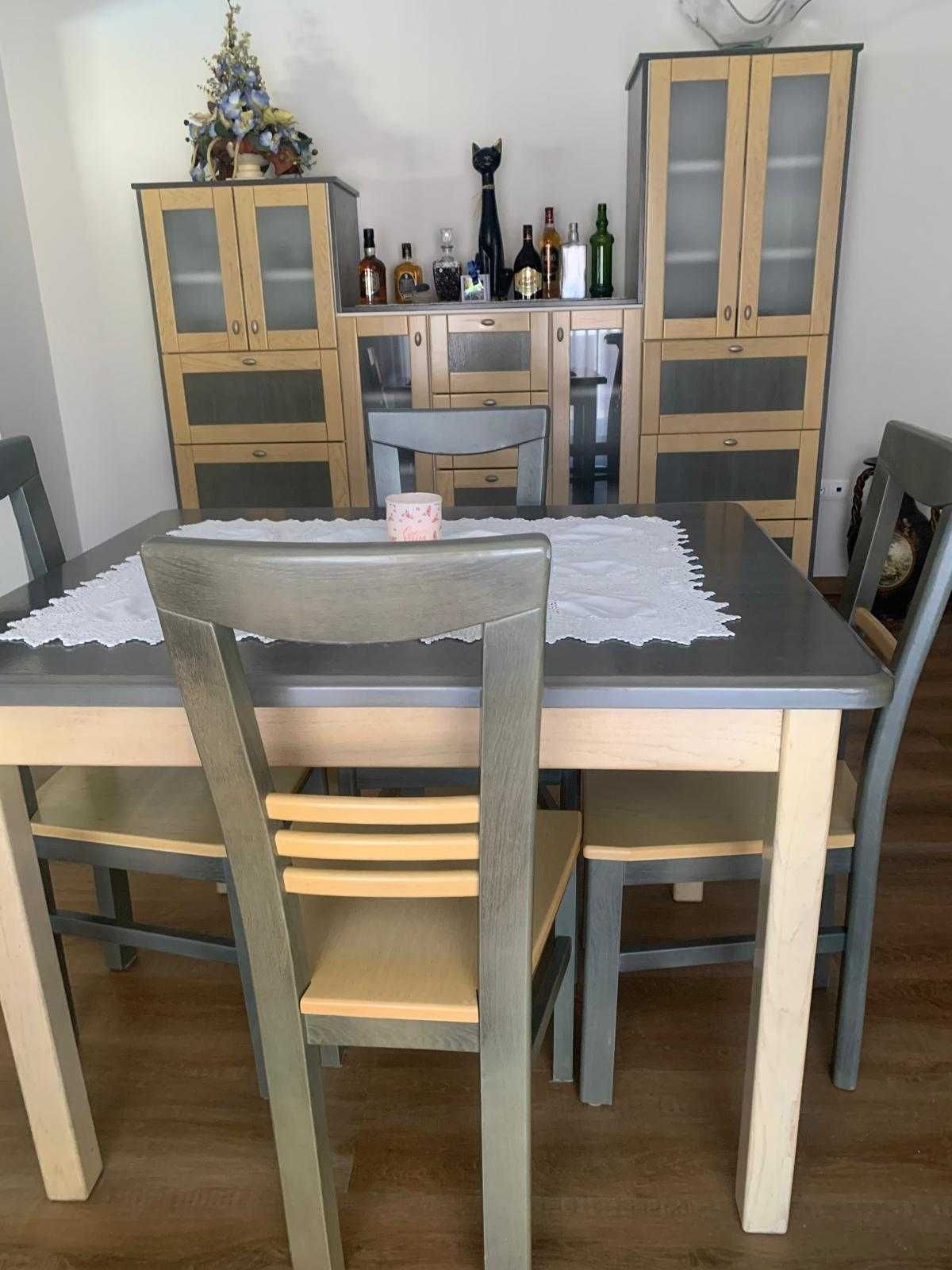 Conjunto de sala de jantar (Cadeiras, Mesa e Móvel)