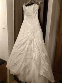 Suknia ślubna , biała, z drobnymi perełkami