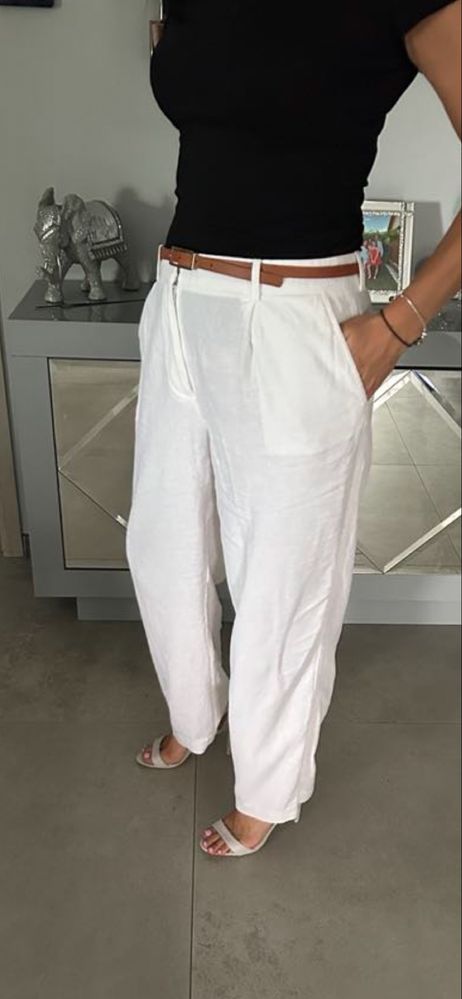 Spodnie lniane zara