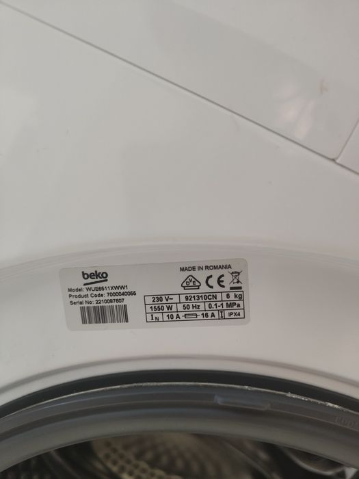 Pralka BEKO SPRAWNA 100% WUE6511XWW1
