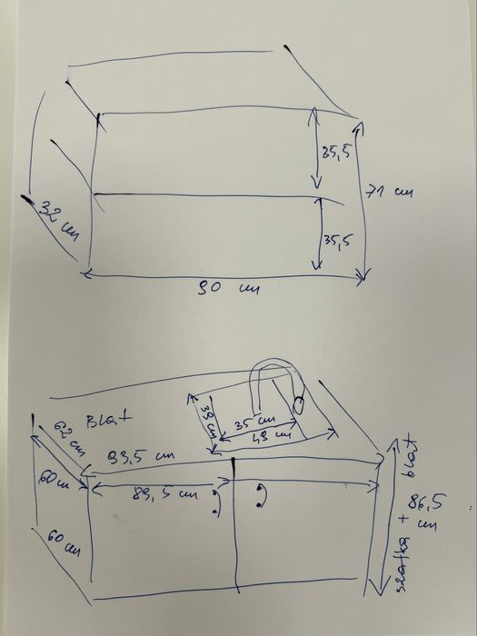Zestaw kuchenny: blat ze zlewem, bateria, szafka dolna i górna