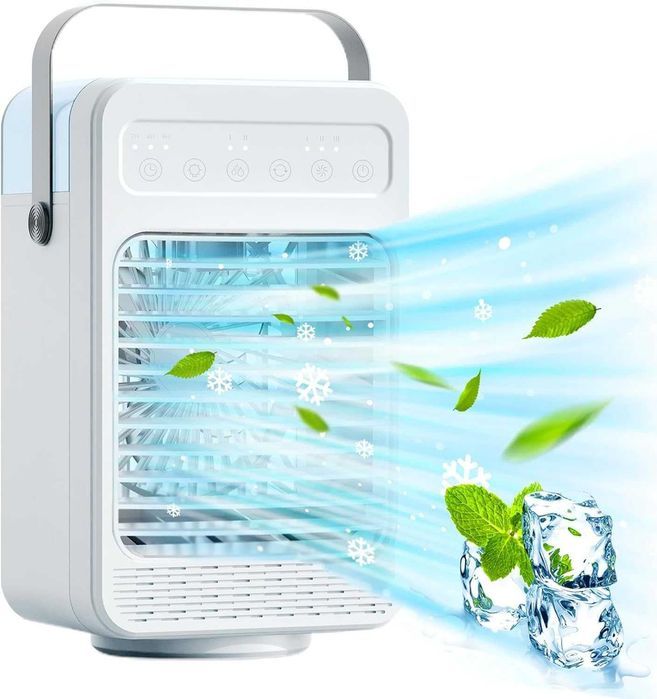 Mini Klimatyzator Przenośny 4w1 LED z Chłodzeniem Wodnym USB Obrotowy