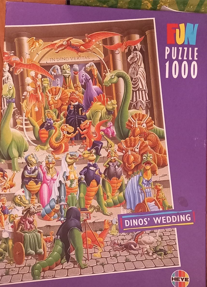 Puzzle 1000. Ślub dinozaurów. Dinos' wedding. Śmieszny prezent.