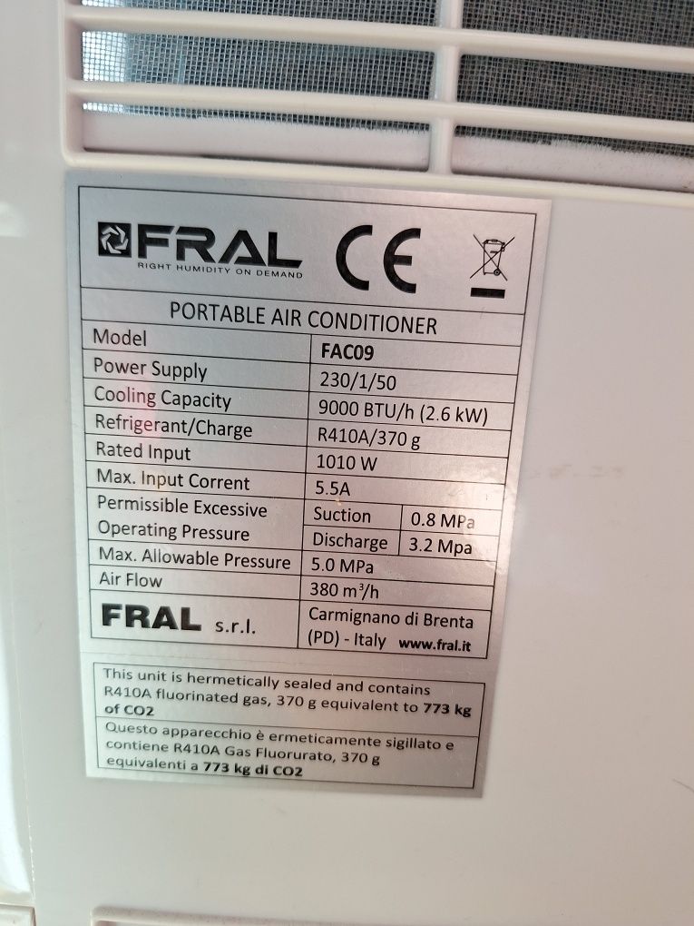 Klimatyzator przenośny Fral 2.6kW