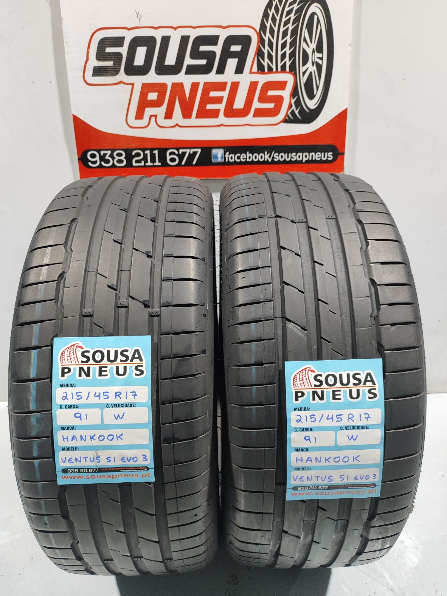 2 pneus semi novos 215-45R17 Hankook - Oferta dos Portes
