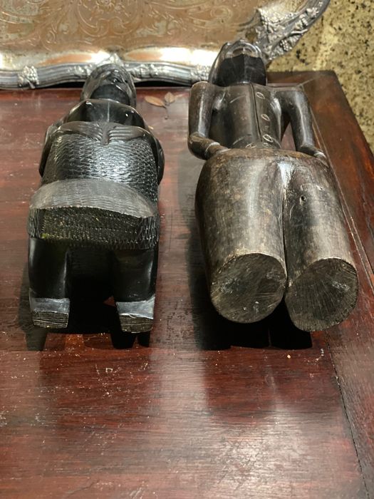 Casal Busto Maconde Moçambique 32 cm Anos 60