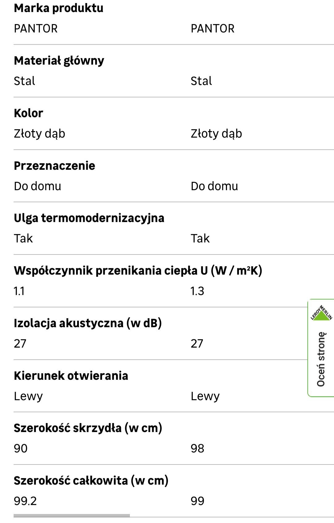 Drzwi NIMES 90 lewę złoty dąb