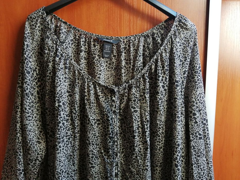 ŁADNA duża modna Bluzka hiszpanka w panterkę H&M XXL stan jak nowa