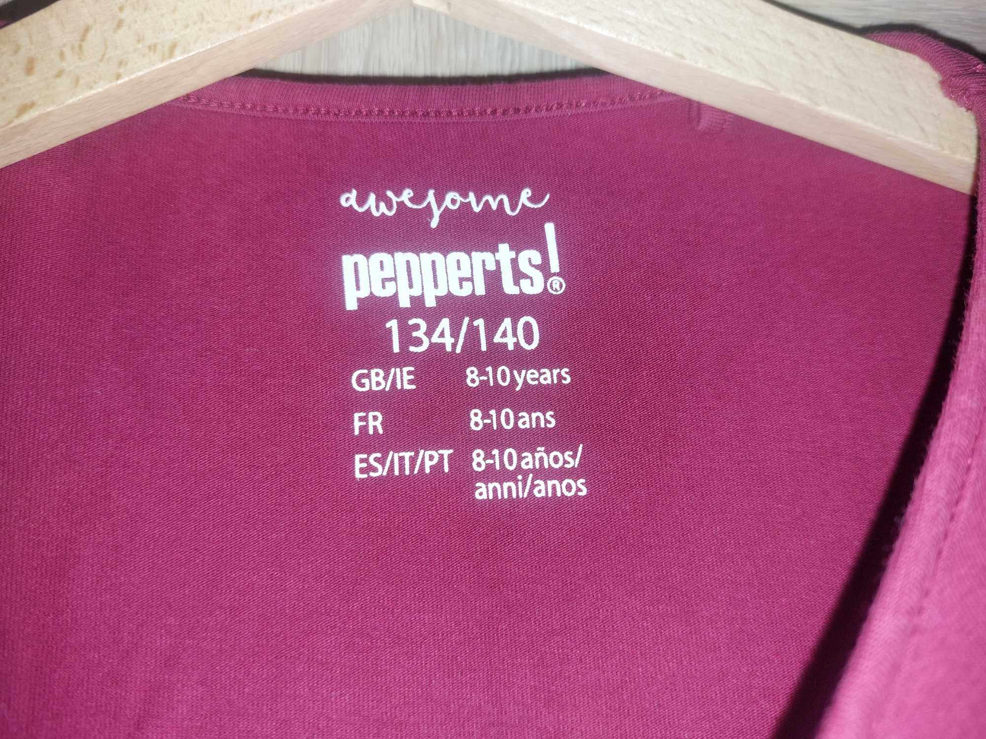 Bluzka dlugi rękaw koszulka bordowa burgund 134 Pepperts