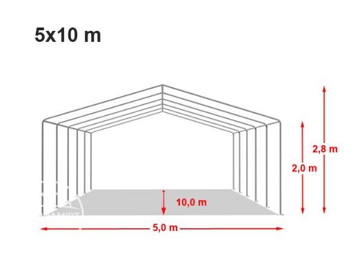 5x10m Namiot imprezowy, PVC 700, biały