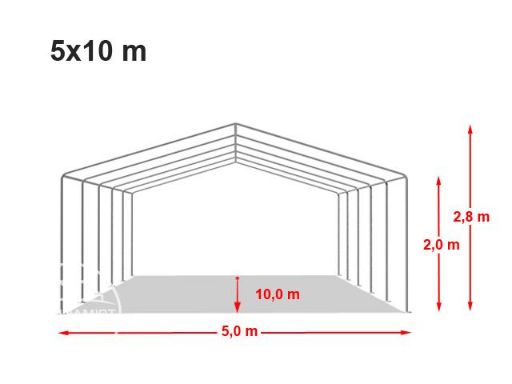 5x10m Namiot imprezowy, PVC trudnopalny biały