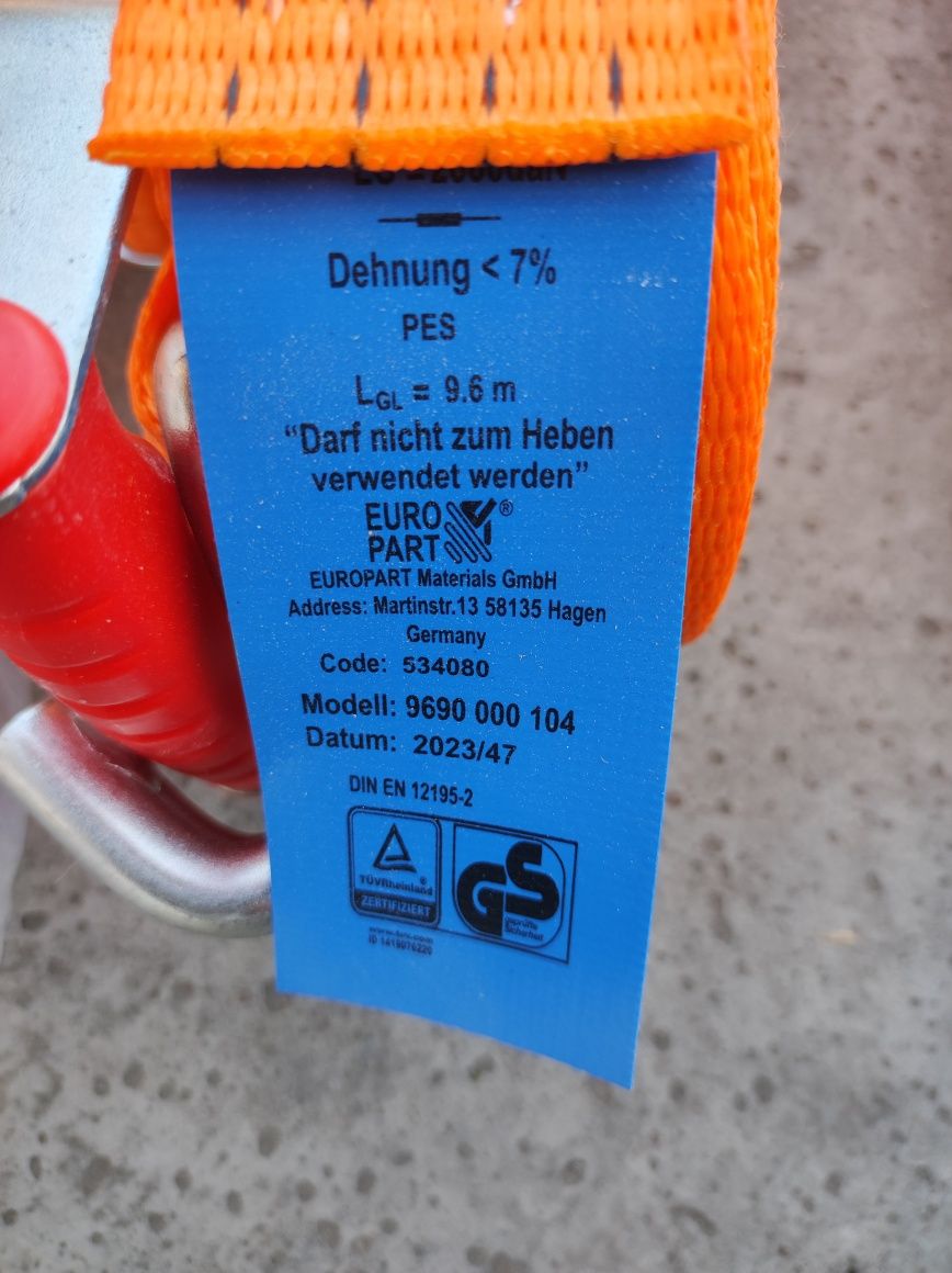Pasy transportowe 10 m 9.6m + 0.4m kompletne