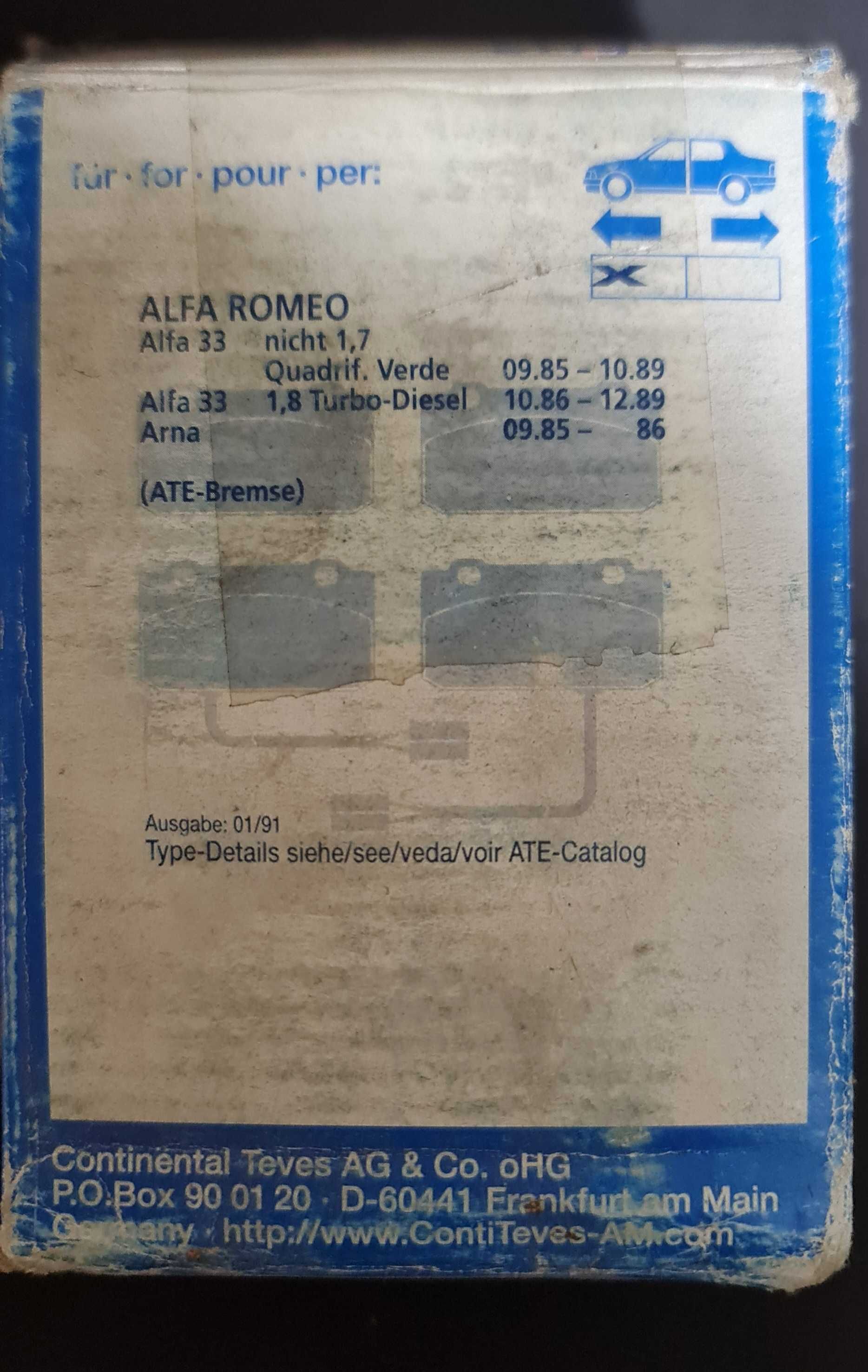 Pastilhas travão ATE para Alfa Romeo 33