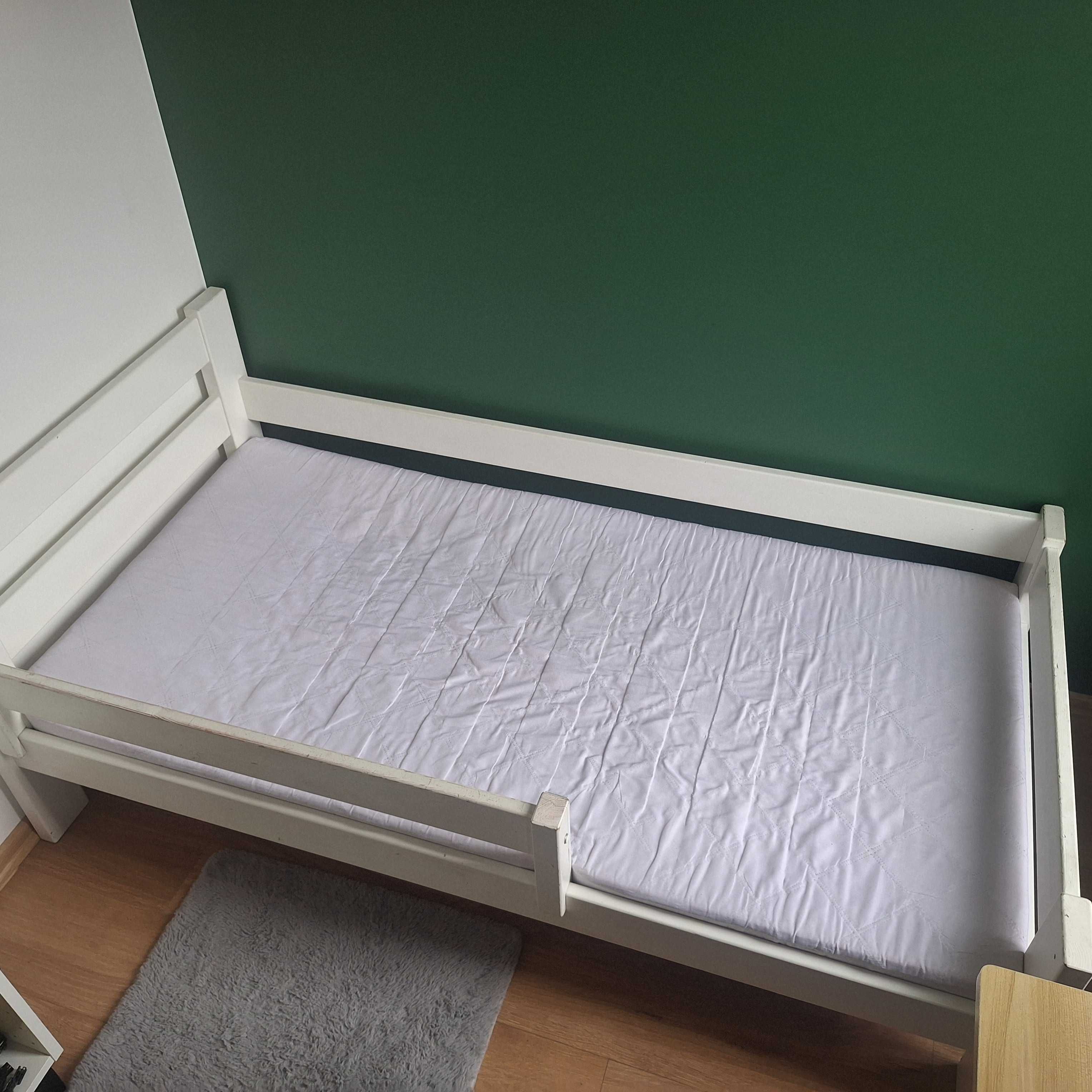 Łóżko dziecięce z szufladą i barierką, materac 160x80