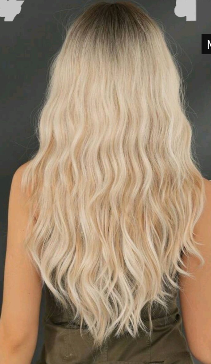 Peruka długa blond loki fale grzywka