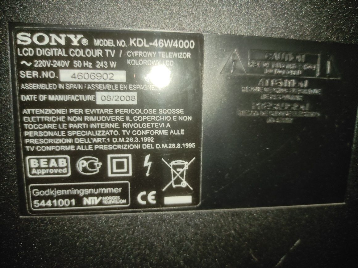 Telewizor Sony Bravia 46 cali