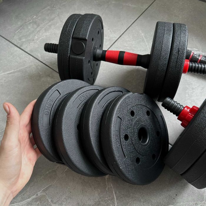 ZESTAW Hantli Hantle Regulowane Bitumiczne 20kg Z Łącznikiem Gryf
