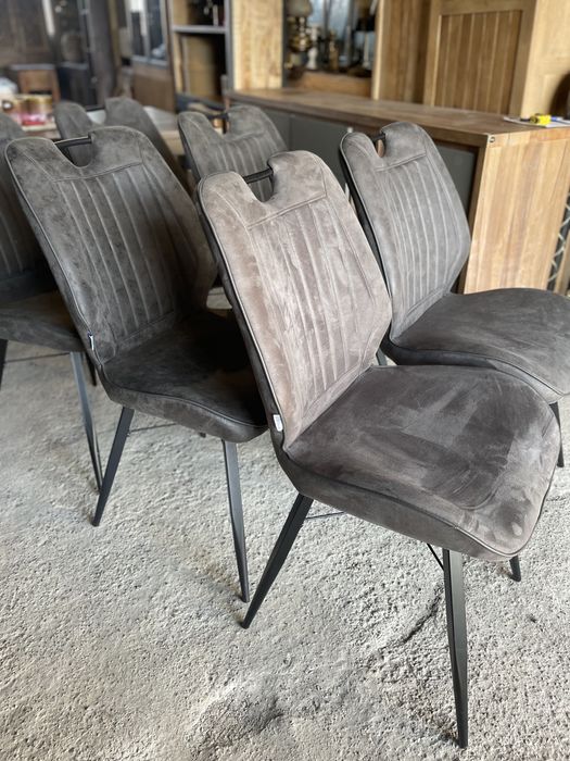 NOWE krzesła 6szt. tapicerka szare fotele nowoczesne loft