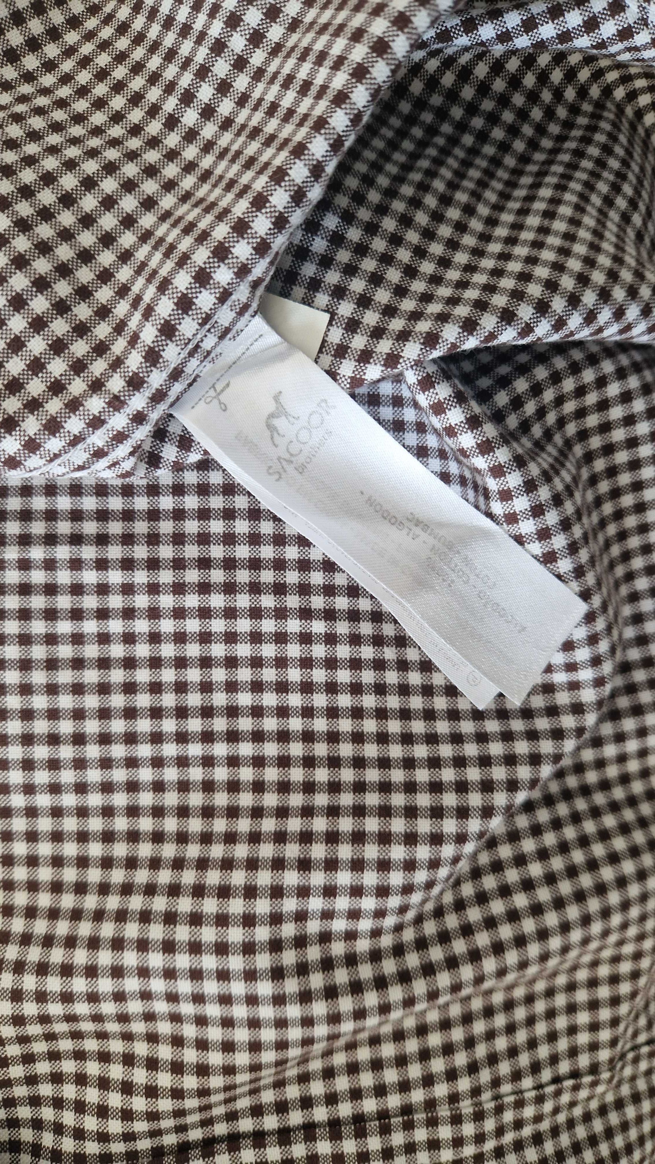 Camisa Sacoor Brothers, quadrados castanha e branca, tamanho 36