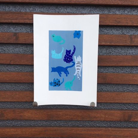 Obraz obrazek akryl kotki niebieskie art passe partout