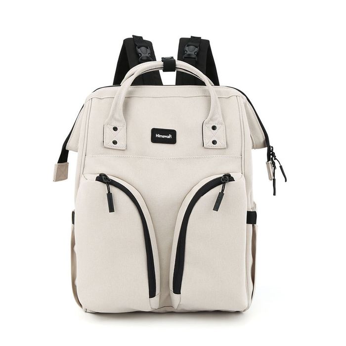 pojemny, praktyczny plecak damski z poliestru w kolorze ecru