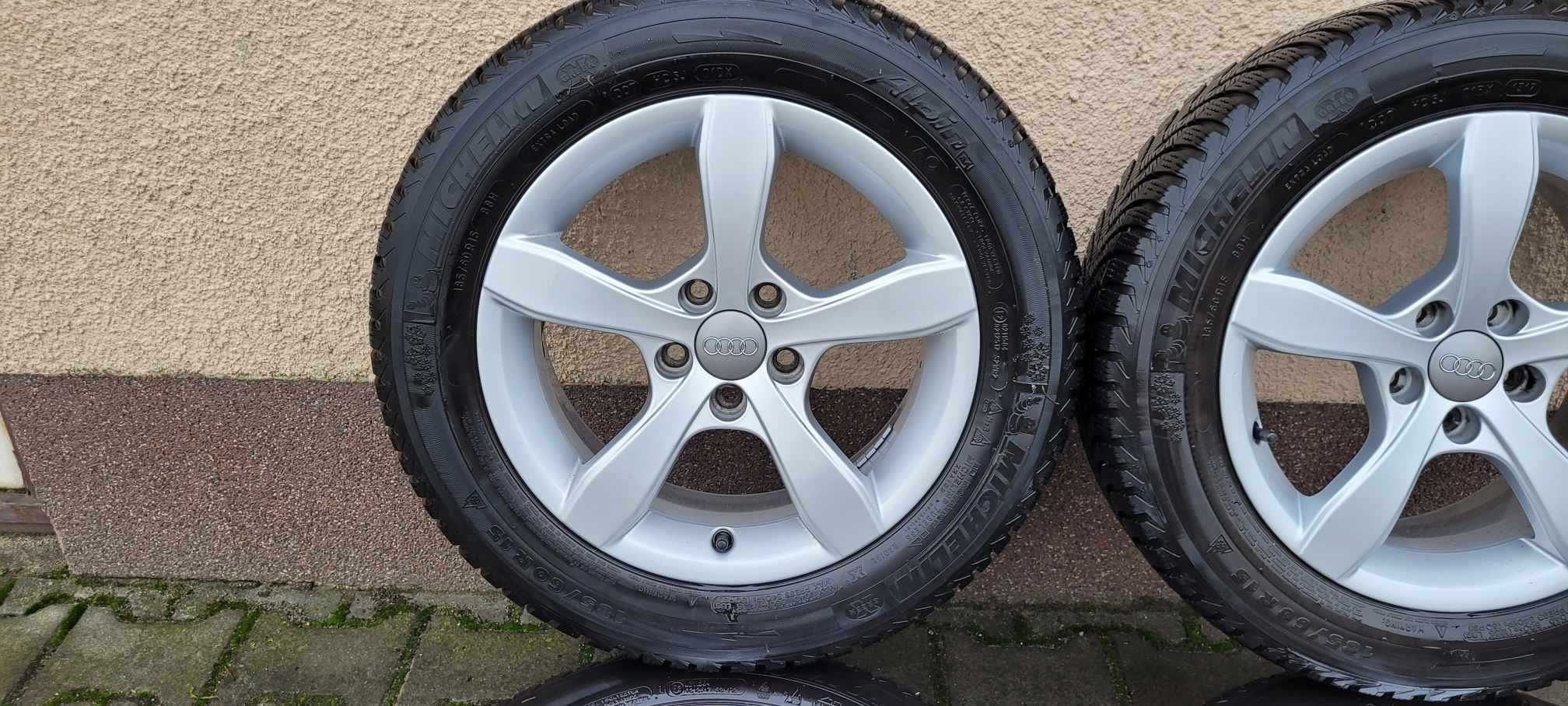 Alufelgi AUDI 5X100 z oponami 186/60 R15 zima