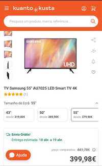 TV Samsung 55" AU7025 LED Smart TV 4K